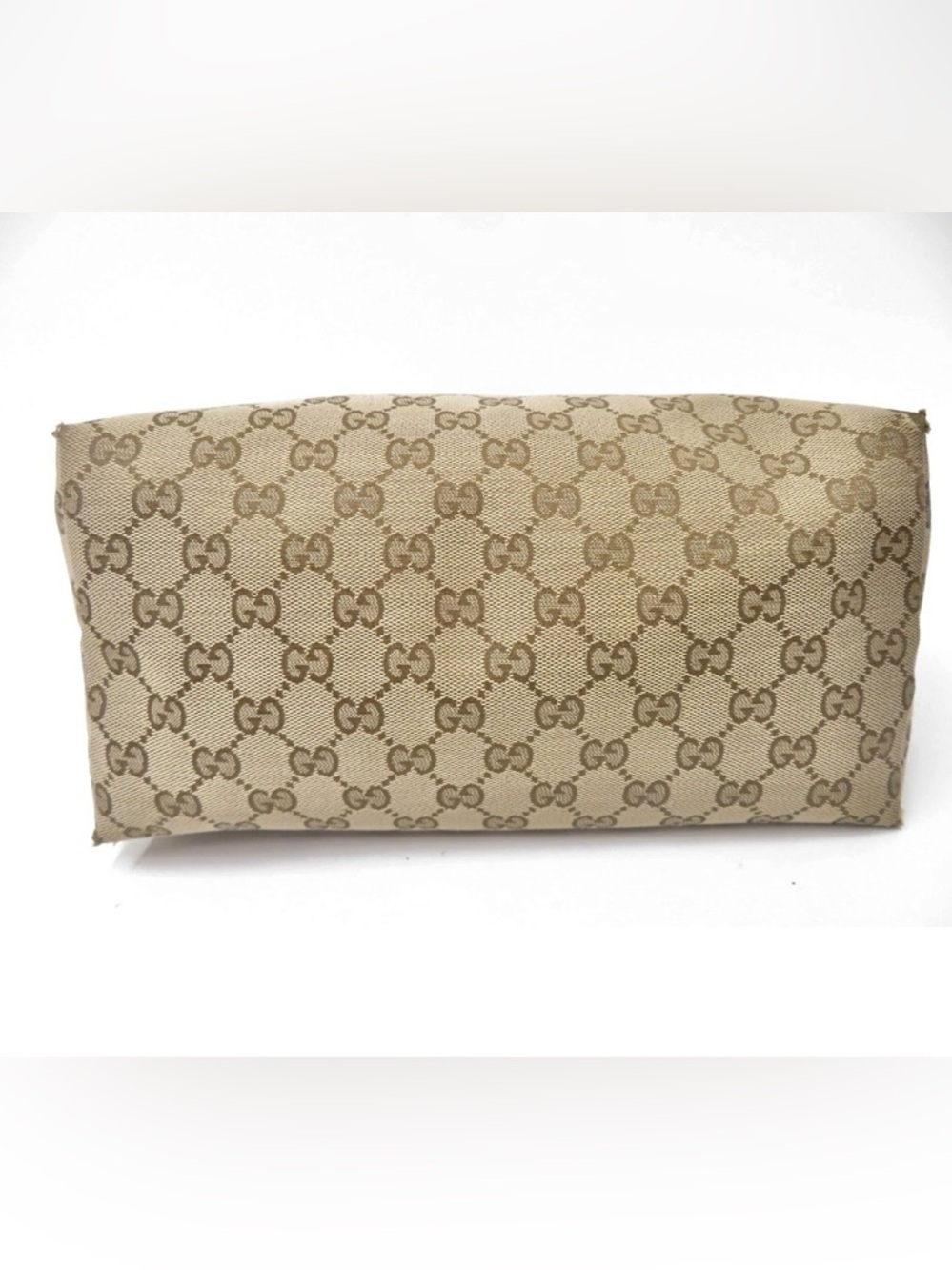 Gucci Beige GG Monogram Canvas Patent Leather Tote Bag - Picture 5 of 16
